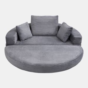 Sofá-cama dobrável 173x176 cm - Modular, almofadas incluídas, estofado em veludo cotelê - Cinza