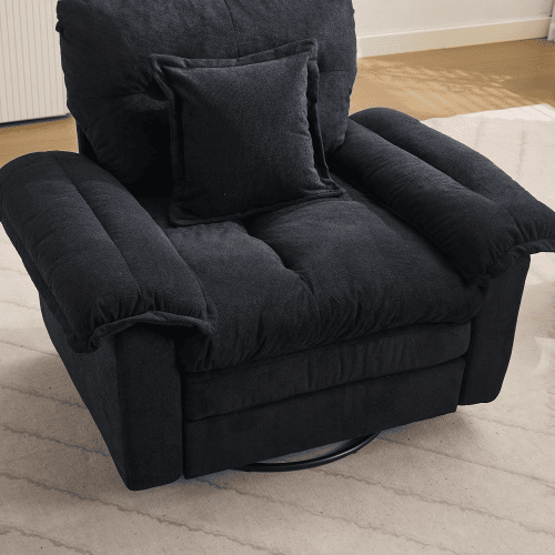 Sofá de 2 peças 3+2 lugares - Chenille, almofadas decorativas, assento profundo - Preto