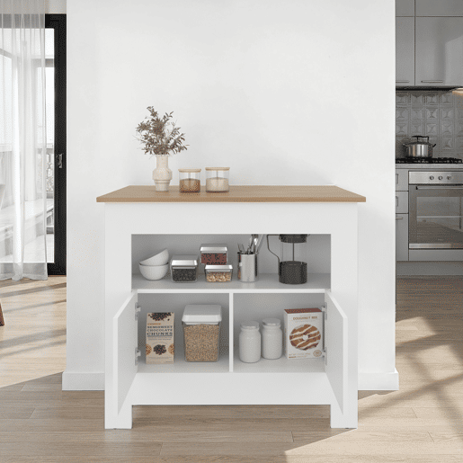 Ilha de Cozinha KAIT com Armazenamento e SuperfĂcie Funcional Ilha de Cozinha KAIT com Armazenamento e SuperfĂcie Funcional