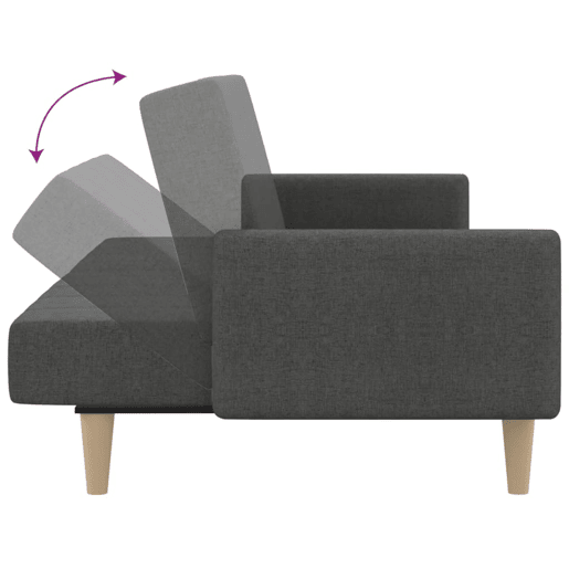 vidaXL Sofá-cama de 2 lugares tecido cinzento-escuro vidaXL Sofá-cama de 2 lugares tecido cinzento-escuro