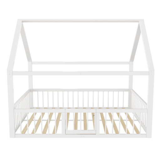 Cama metálica 140x200 cm - Estrutura de ferro, sem colchão, com adornos - Branco
