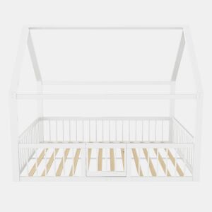 Cama metálica 140x200 cm - Estrutura de ferro, sem colchão, com adornos - Branco