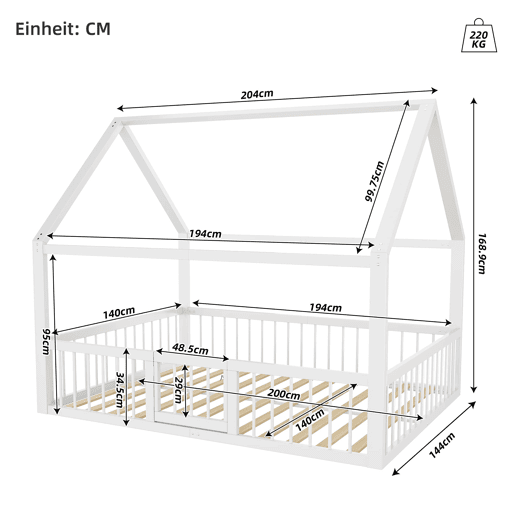 Cama metálica 140x200 cm - Estrutura de ferro, sem colchão, com adornos - Branco