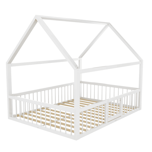 Cama metálica 140x200 cm - Estrutura de ferro, sem colchão, com adornos - Branco