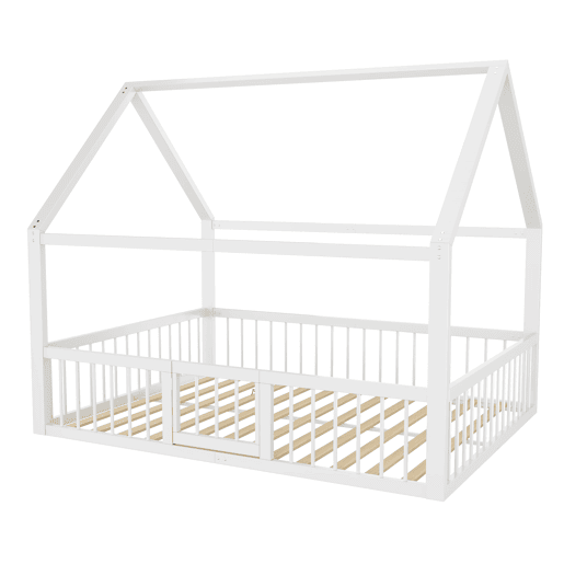Cama metálica 140x200 cm - Estrutura de ferro, sem colchão, com adornos - Branco