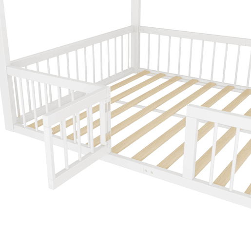 Cama metálica 140x200 cm - Estrutura de ferro, sem colchão, com adornos - Branco
