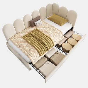 Cama de solteiro de veludo 90x200 cm,bege
