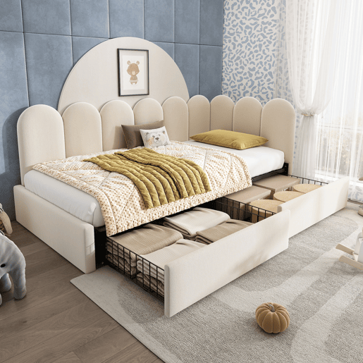 Cama de solteiro de veludo 90x200 cm,bege