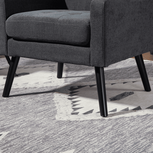 Conjunto de poltronas decorativas de 1 e 2 lugares - espuma de alta densidade, pernas de madeira - cinza escuro