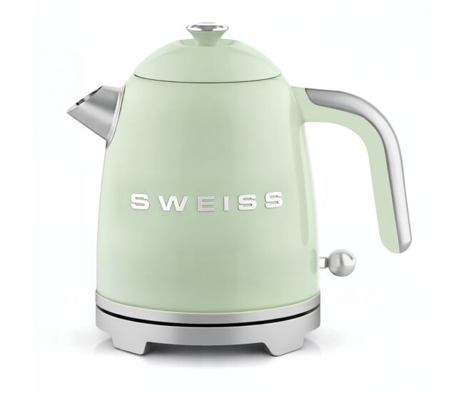 Hervidor vintage sweiss kts7 de 1 l en acero inoxidable con calentamiento rápido, verde