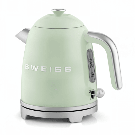 Chaleira vintage SWEISS KTS7 de 1 L em aço inoxidável com aquecimento rápido, verde