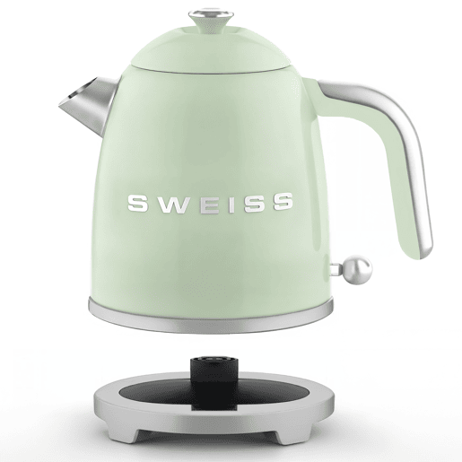 Chaleira vintage SWEISS KTS7 de 1 L em aço inoxidável com aquecimento rápido, verde