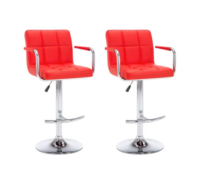 Vidaxl taburetes de cocina 2 unidades cuero sintético rojo