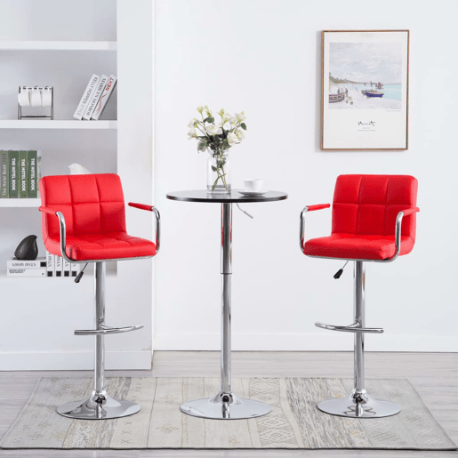 vidaXL Bancos de bar 2 pcs couro artificial vermelho