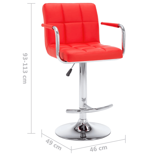 vidaXL Bancos de bar 2 pcs couro artificial vermelho