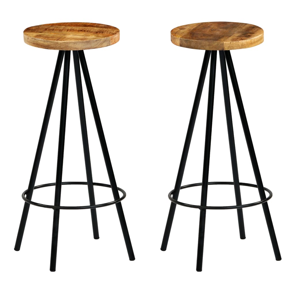 Vidaxl taburetes de barra de cocina 2 unidades madera maciza de mango