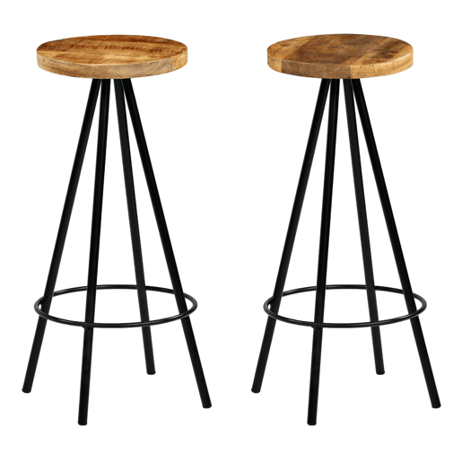 vidaXL Cadeiras de bar 2 pcs madeira de mangueira maciça
