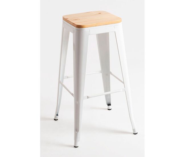 Pack 6 taburetes torix altos madera natural - blanco