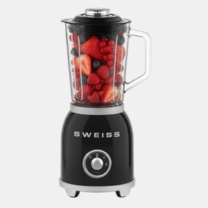 Liquidificadora vintage SWEISS MXV9 de 1000 W com jarro de 1,5 L, função pulse e lâminas em aço inoxidável, preto