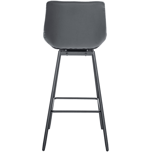 Banqueta giratória x1 com apoio para os pés estofamento em PVC cinza escuro base de metal preto com quatro pés 10_0005467