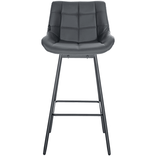 Banqueta giratória x1 com apoio para os pés estofamento em PVC cinza escuro base de metal preto com quatro pés 10_0005467