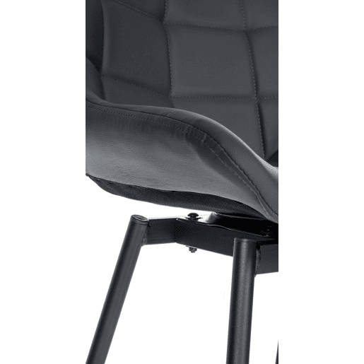 Banqueta giratória x1 com apoio para os pés estofamento em PVC cinza escuro base de metal preto com quatro pés 10_0005467