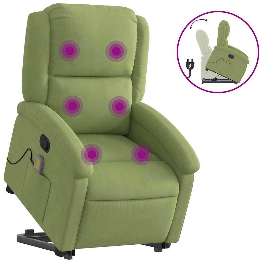 Vidaxl sillón reclinable de masaje elevable terciopelo verde claro