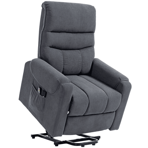 HOMCOM Poltrona de Massagem Relax Poltrona Levanta Pessoas com Reclinação Elétrica em até 135° com Controle Remoto e 8 Zonas de Massagem Estofado em Veludo Cotelê e Acolchoada 83x92x110 cm Cinza