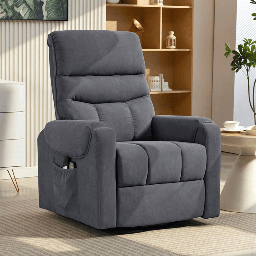 HOMCOM Poltrona de Massagem Relax Poltrona Levanta Pessoas com Reclinação Elétrica em até 135° com Controle Remoto e 8 Zonas de Massagem Estofado em Veludo Cotelê e Acolchoada 83x92x110 cm Cinza