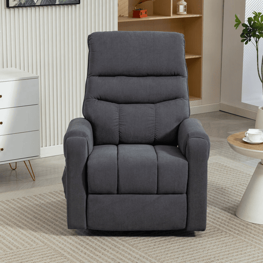 HOMCOM Poltrona de Massagem Relax Poltrona Levanta Pessoas com Reclinação Elétrica em até 135° com Controle Remoto e 8 Zonas de Massagem Estofado em Veludo Cotelê e Acolchoada 83x92x110 cm Cinza