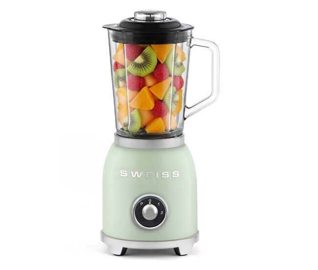 Licuadora vintage sweiss mxv7 de 1000 w con jarra de 1,5 l, función pulse y cuchillas de acero inoxidable, verde