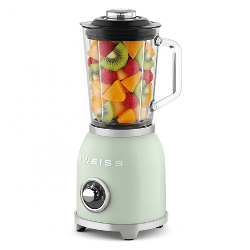 Liquidificadora vintage SWEISS MXV7 de 1000 W com jarro de 1,5 L, função pulse e lâminas em aço inoxidável, verde