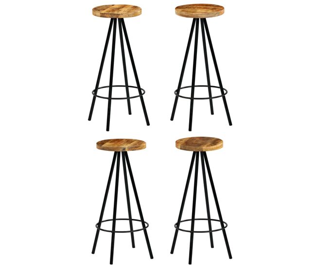 Vidaxl taburetes de barra de cocina 4 unidades madera maciza de mango