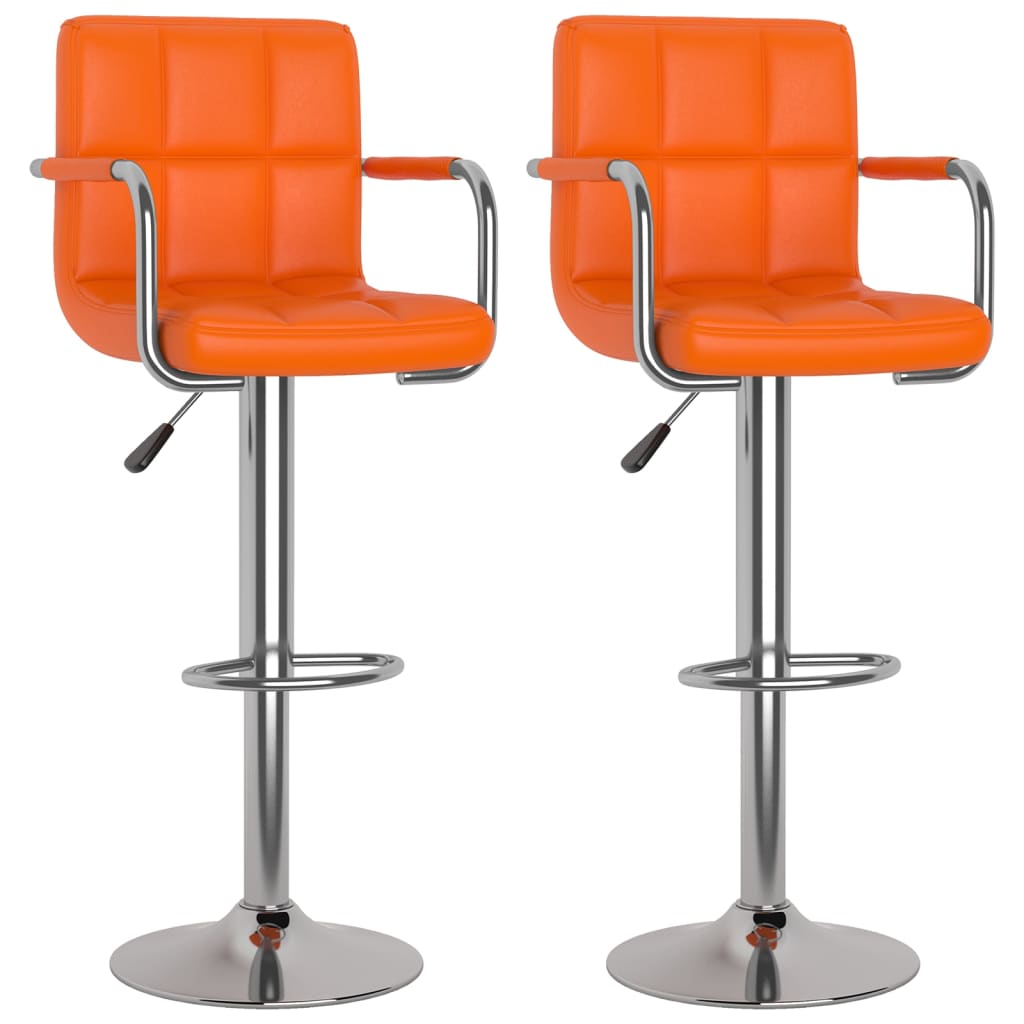 Vidaxl taburetes de cocina 2 unidades cuero sintético naranja