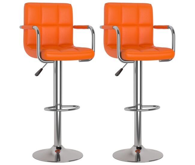 Vidaxl taburetes de cocina 2 unidades cuero sintético naranja