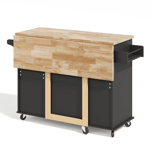 Mesa de cozinha 137x43x92 cm - dobrável, com gavetas e toalheiro - preta