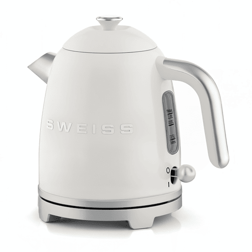 Chaleira vintage SWEISS KTS8 de 1 L em aço inoxidável com aquecimento rápido, bege