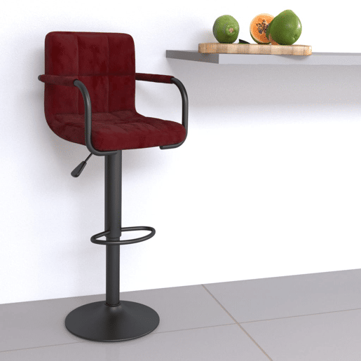vidaXL Banco de bar veludo vermelho tinto