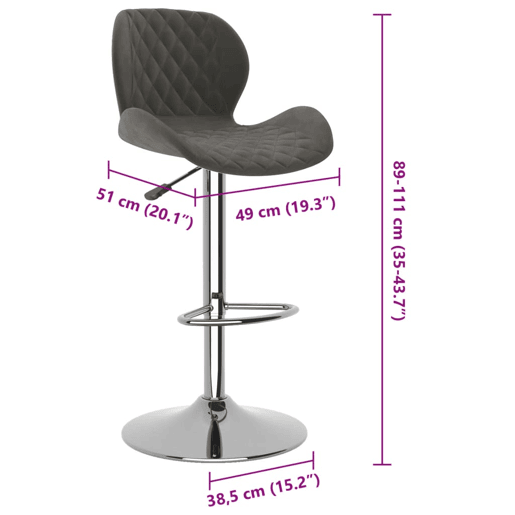 vidaXL Bancos de bar 2 pcs veludo cinzento-escuro