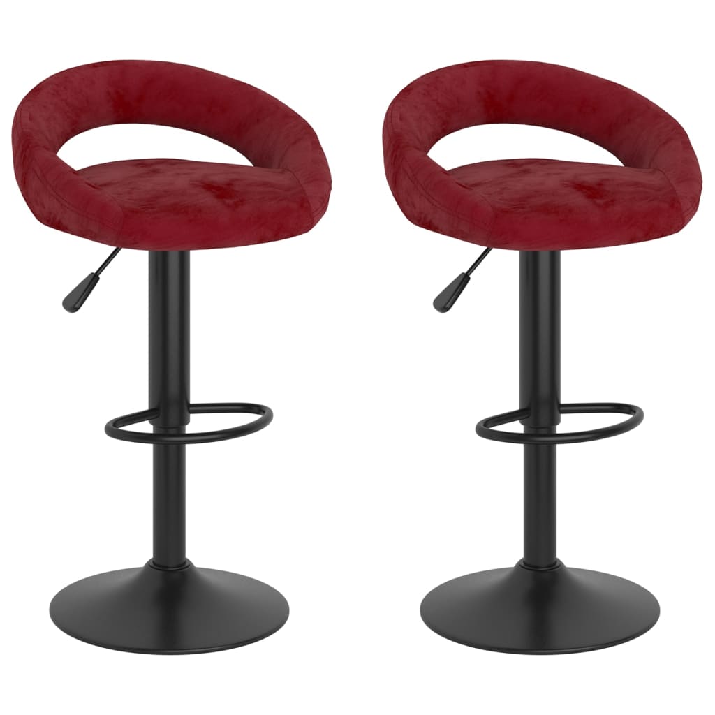 Vidaxl taburetes de cocina 2 unidades terciopelo rojo tinto