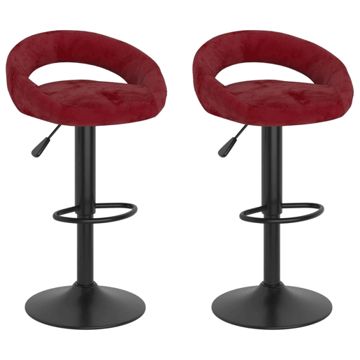 vidaXL Bancos de bar 2 pcs veludo vermelho tinto