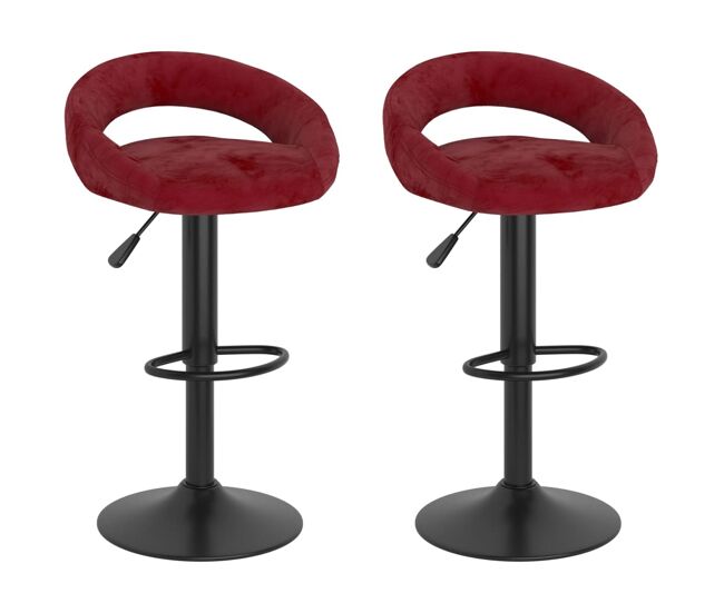 Vidaxl taburetes de cocina 2 unidades terciopelo rojo tinto