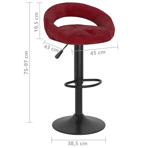 vidaXL Bancos de bar 2 pcs veludo vermelho tinto