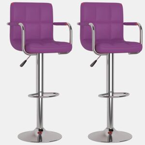 vidaXL Bancos de bar 2 pcs couro artificial roxo