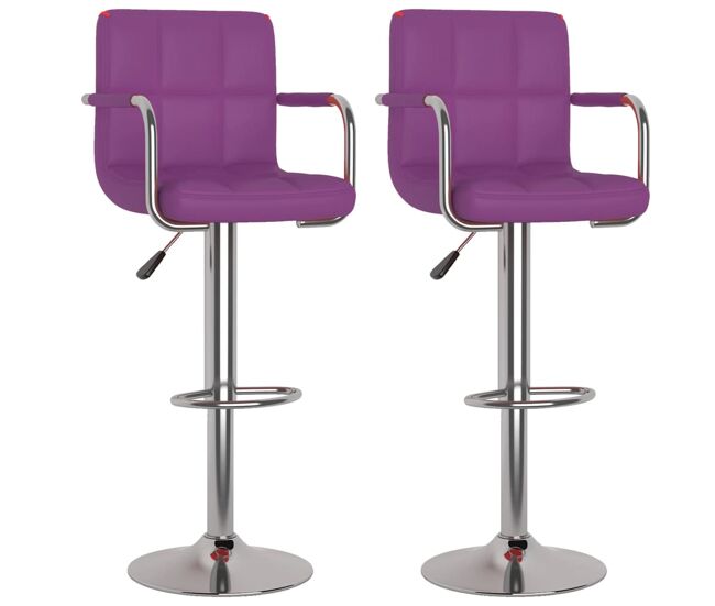 Vidaxl taburetes de cocina 2 unidades cuero sintético morado