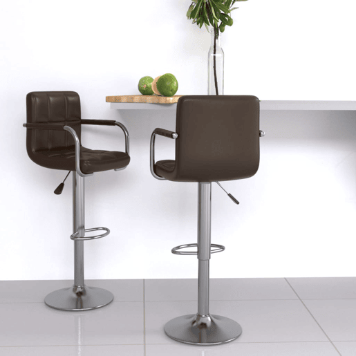 vidaXL Bancos de bar 2 pcs couro artificial castanho