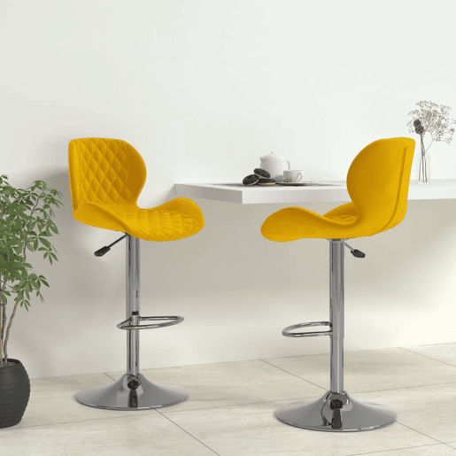 vidaXL Bancos de bar 2 pcs veludo amarelo mostarda