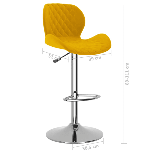 vidaXL Bancos de bar 2 pcs veludo amarelo mostarda