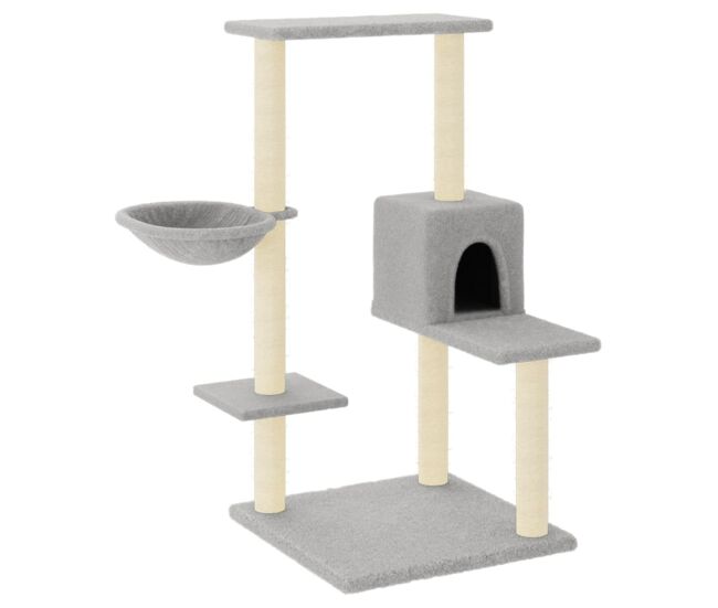 Vidaxl rascador para gatos con postes de sisal gris claro 95 cm
