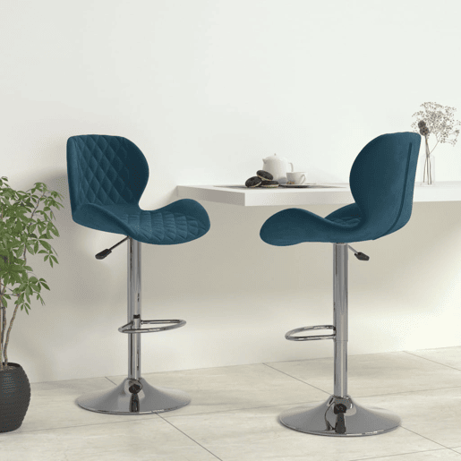 vidaXL Bancos de bar 2 pcs veludo azul